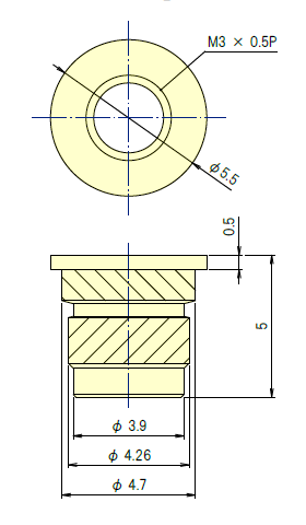 プレス＆タップ　インサート　PTCM3x5L　仕様図