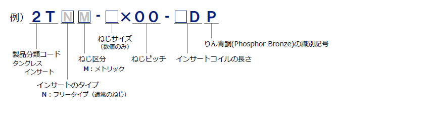 リコイルタングレス ２ＴＮＭ【100個】リコイルタングレスP=1.25 M8-2.0D 燐青銅(PB)/生地(または標準) 